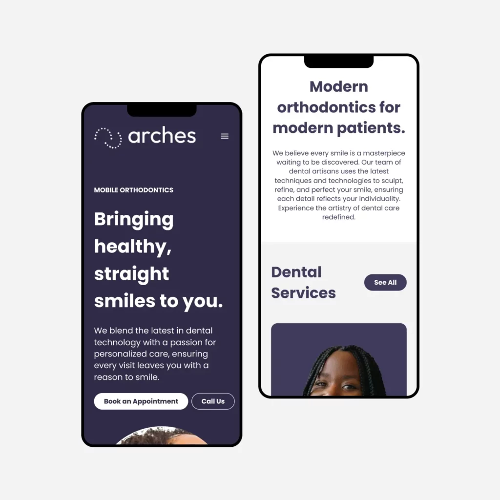 Arches brand mobile mock by Form + Function