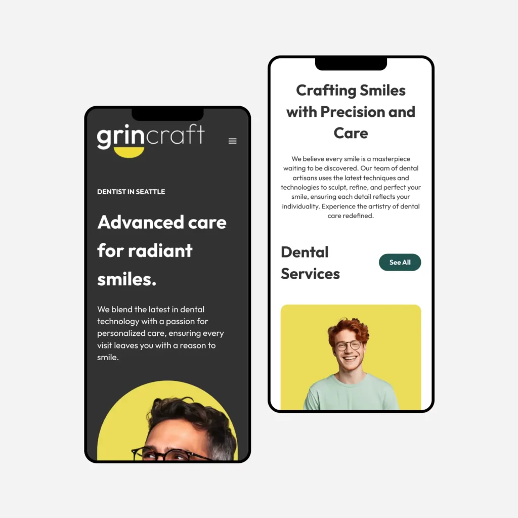 Grincraft brand mobile mock by Form + Function